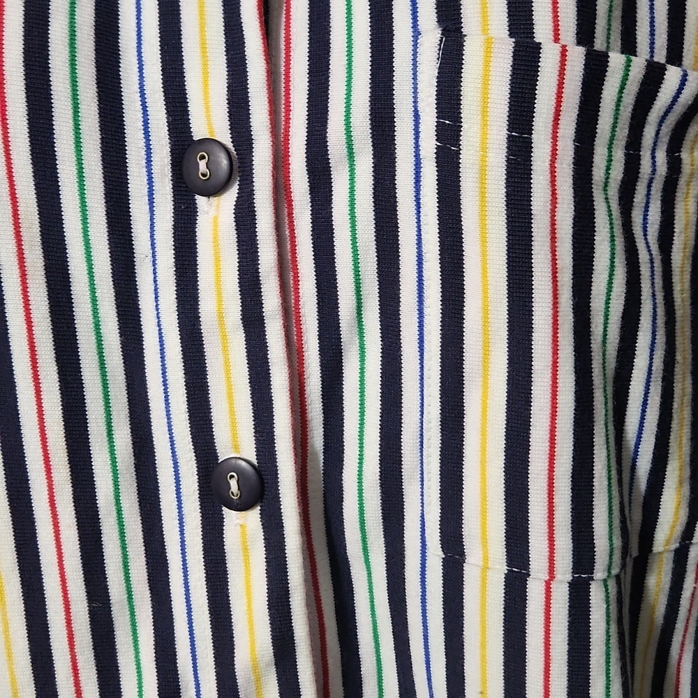 Liz Claiborne Lizsport Colorful Vintage Striped Short Sleeve Shirt - Picture 4 of 5